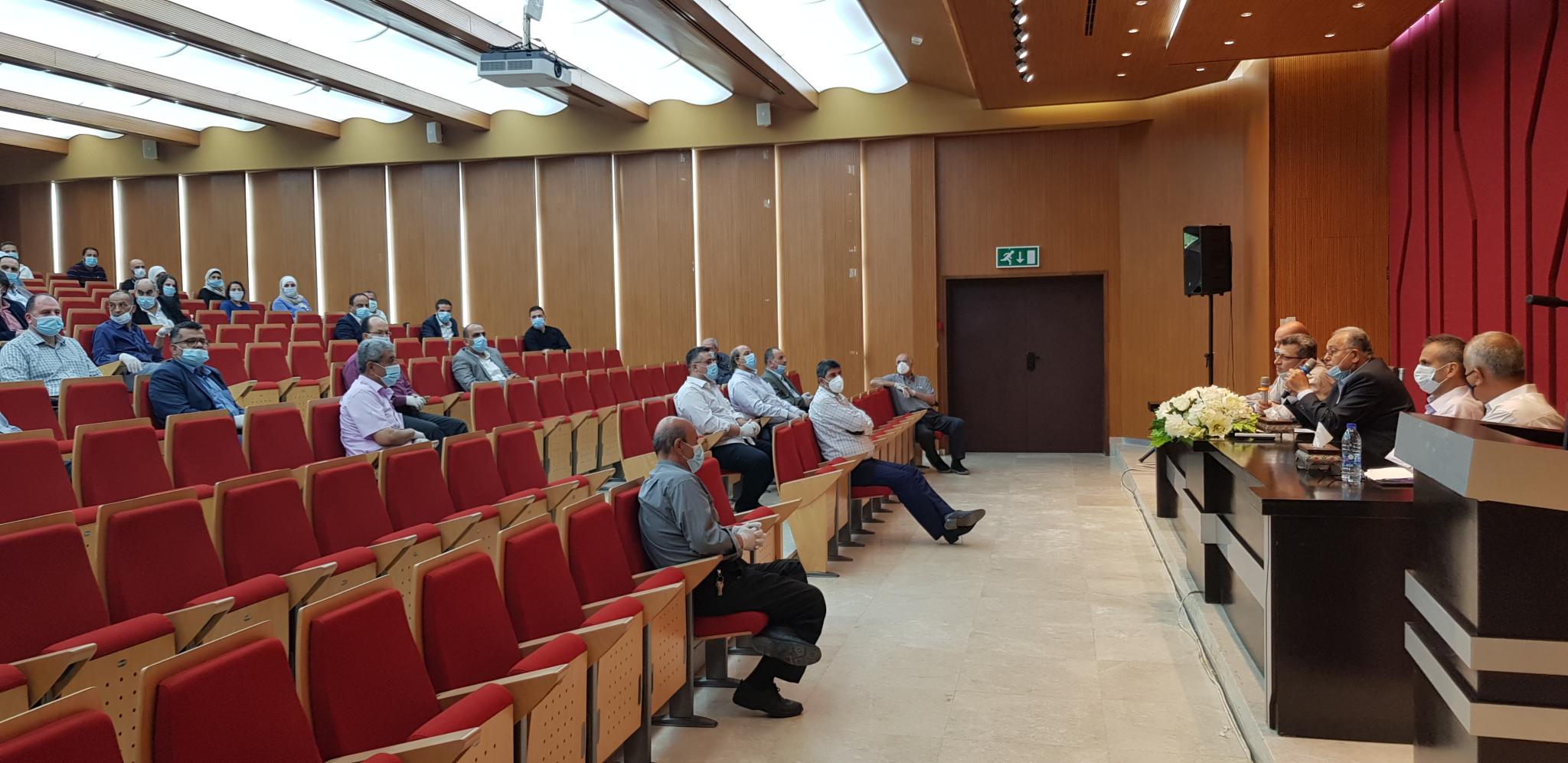 A meeting between Prof. Ali Zeidan Abu Zuhri- the University President with the deans and faculty members