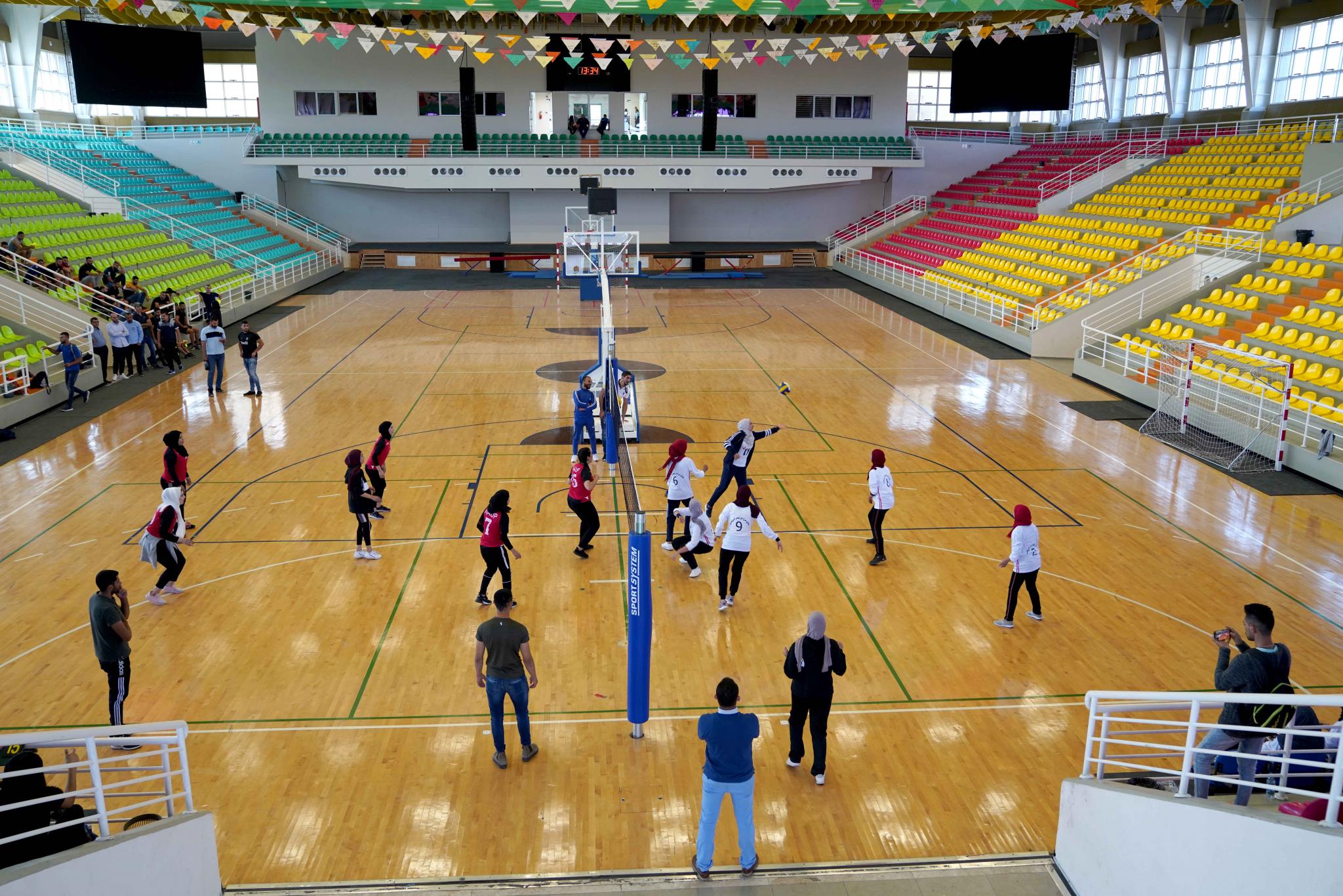 Women's volleyball match between AAUP team and Marj Ebin Amer team