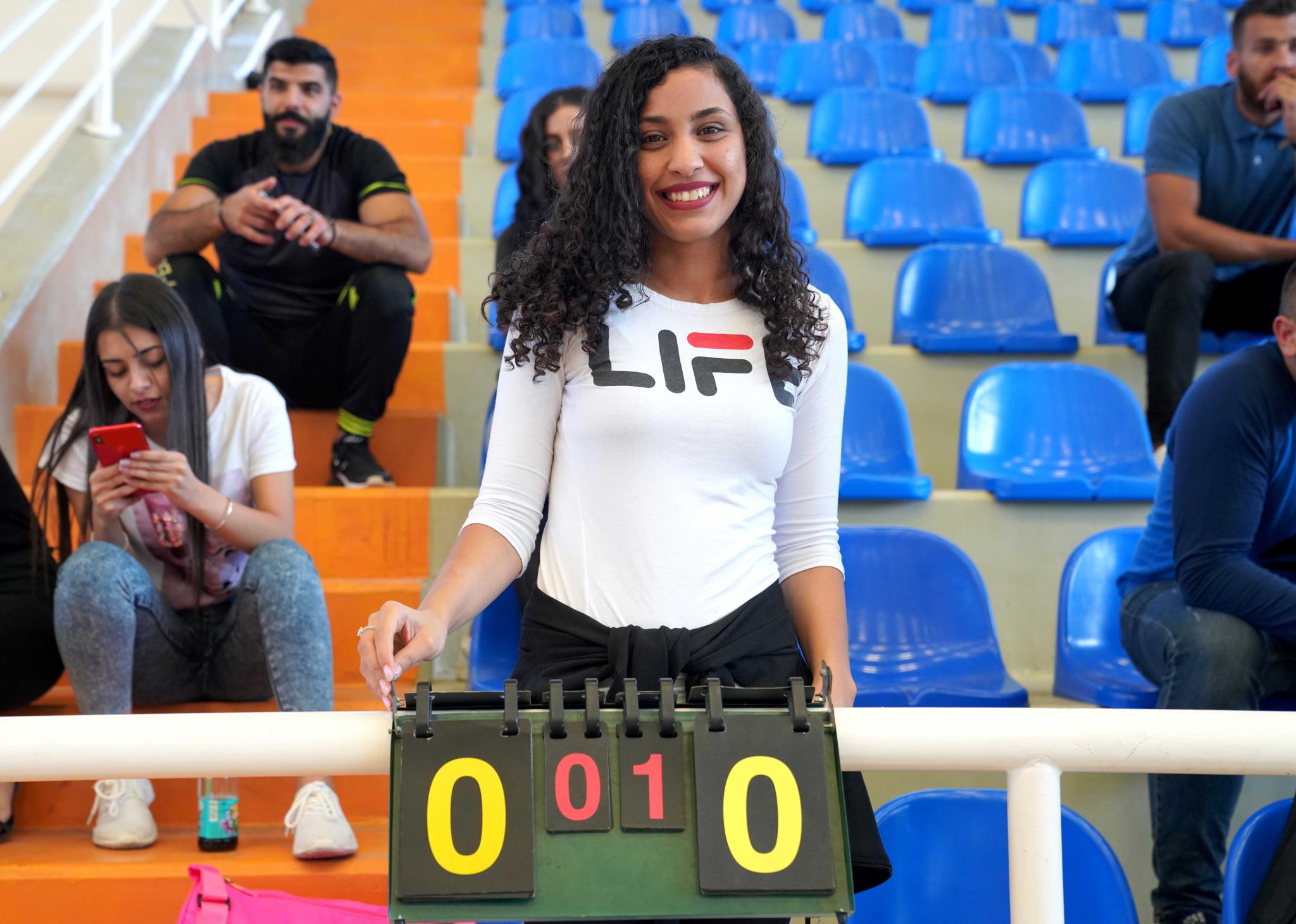 Women's volleyball match between AAUP team and Marj Ebin Amer team