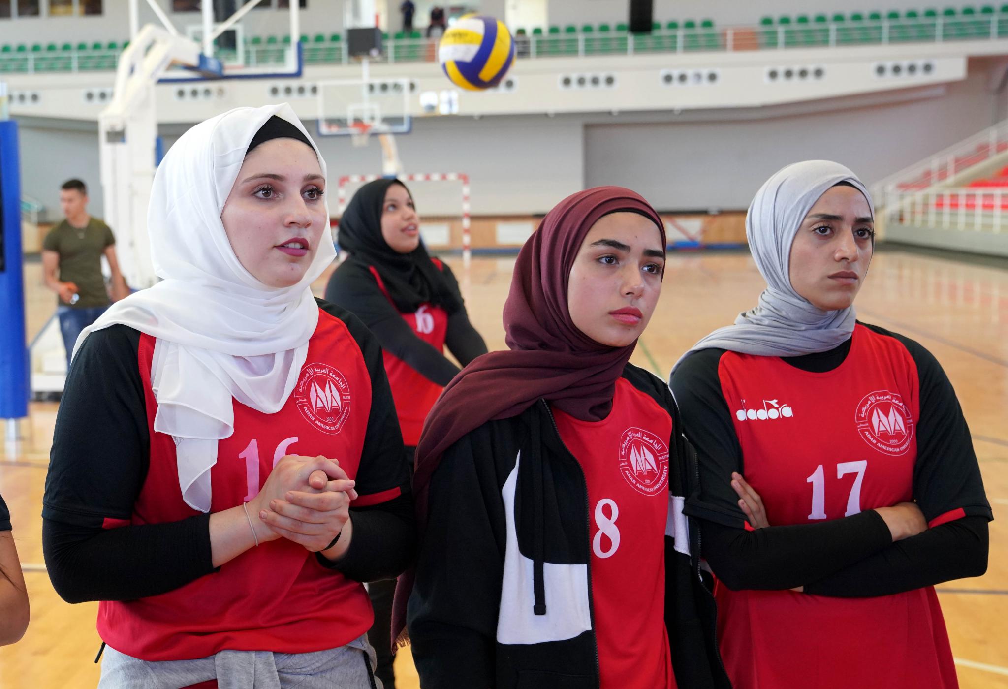 Women's volleyball match between AAUP team and Marj Ebin Amer team