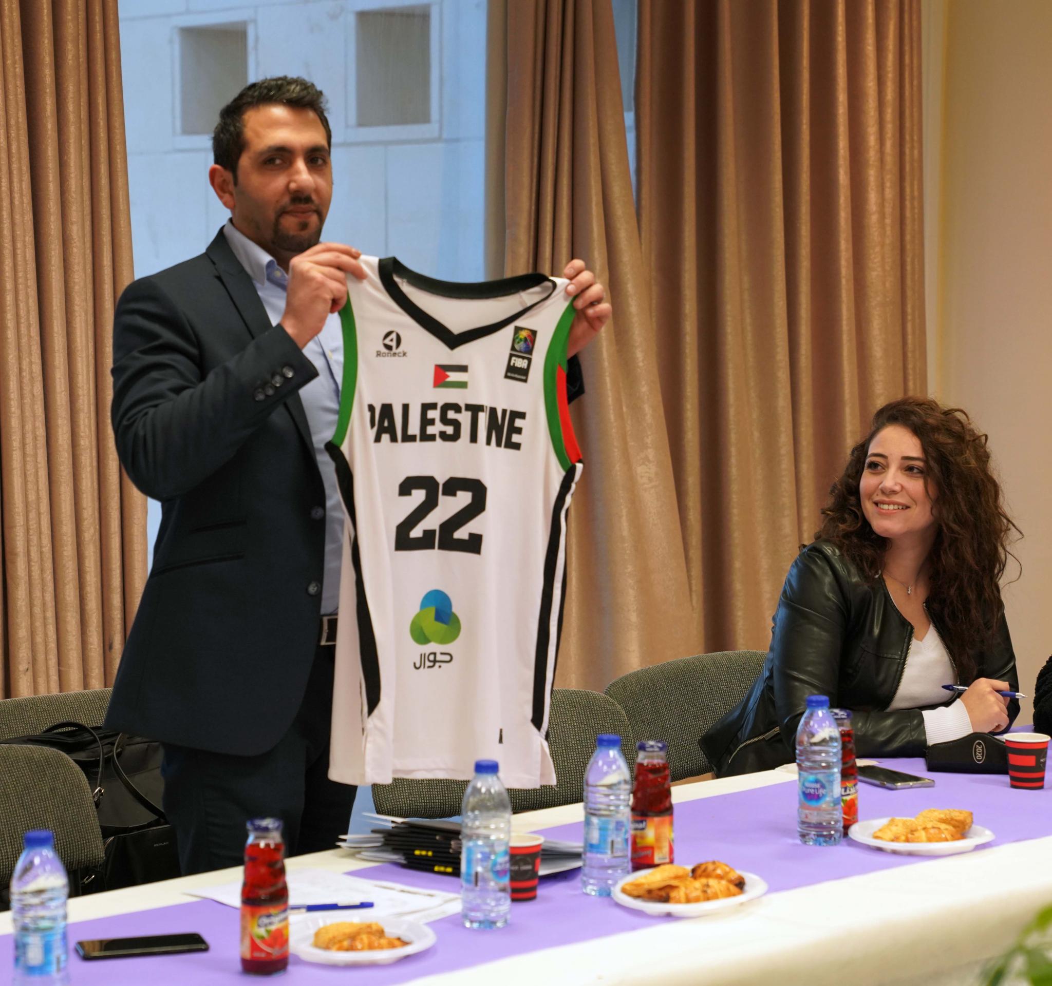 The Palestinian basketball team shirt