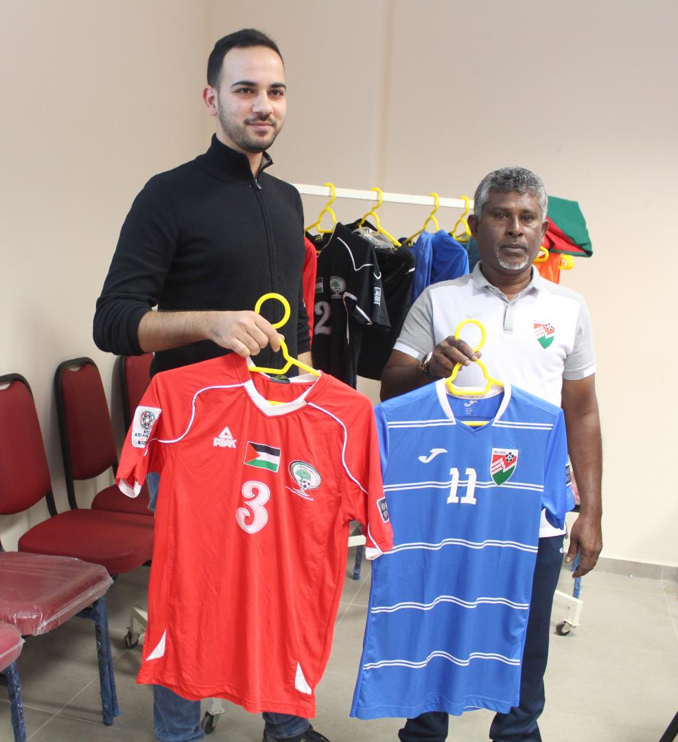 SHOTS FROM THE TECHNICAL CONFERENCE FOR THE MATCH BETWEEN PALESTINE AND MALDIVES TEAMS