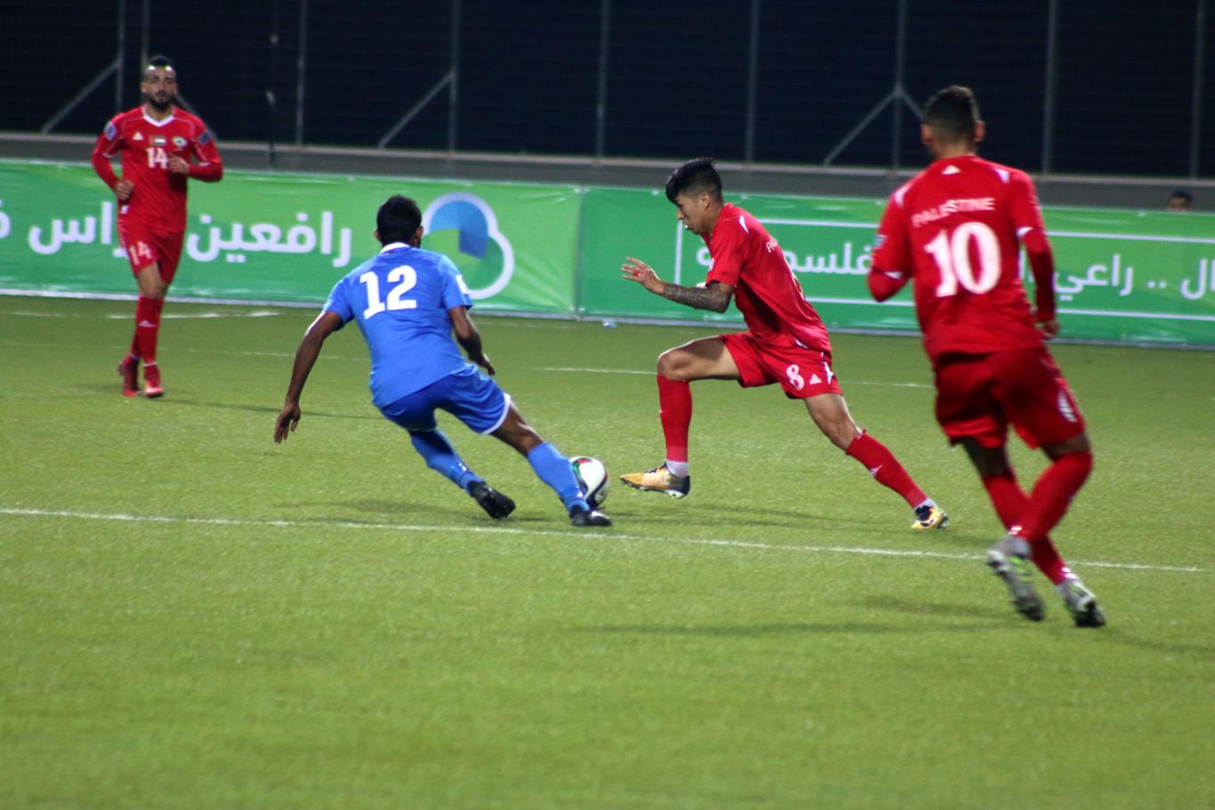 مباراة المنتخب الوطني الفلسطيني والمنتخب المالديفي على ستاد الجامعة العربية الامريكية الدولي