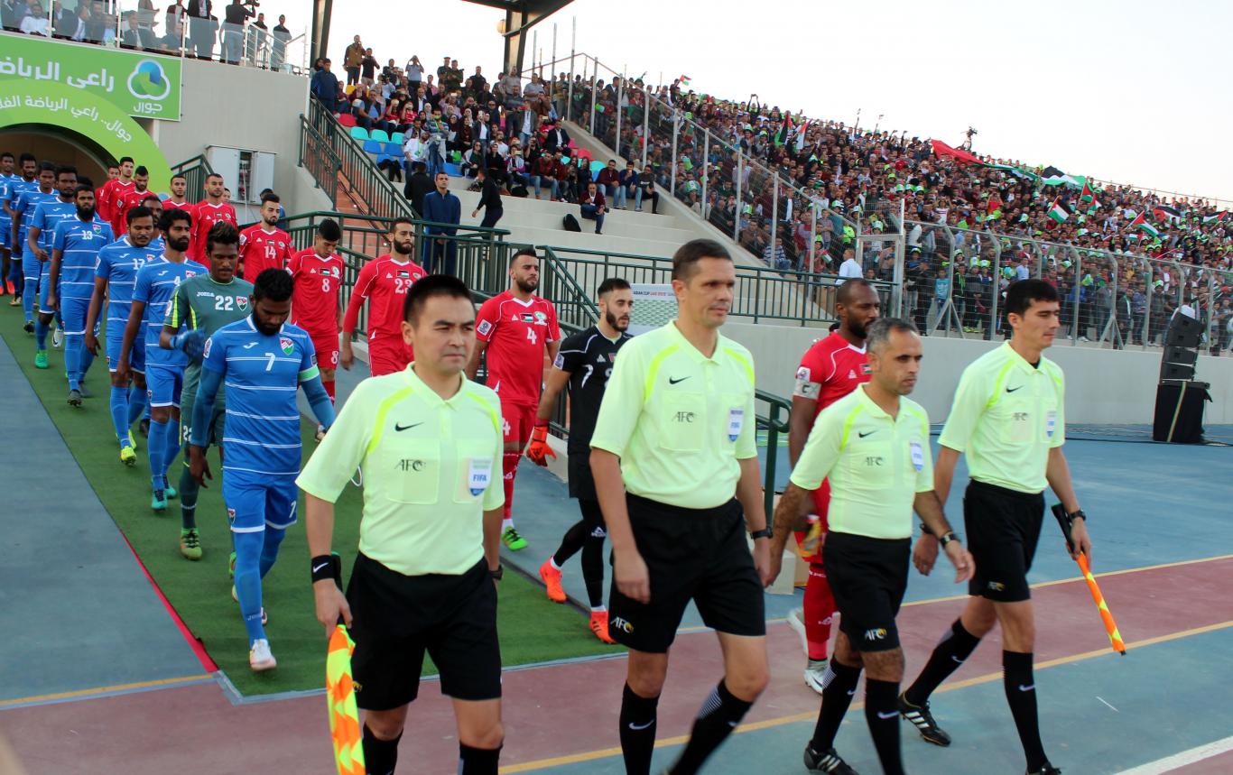 مباراة المنتخب الوطني الفلسطيني والمنتخب المالديفي على ستاد الجامعة العربية الامريكية الدولي