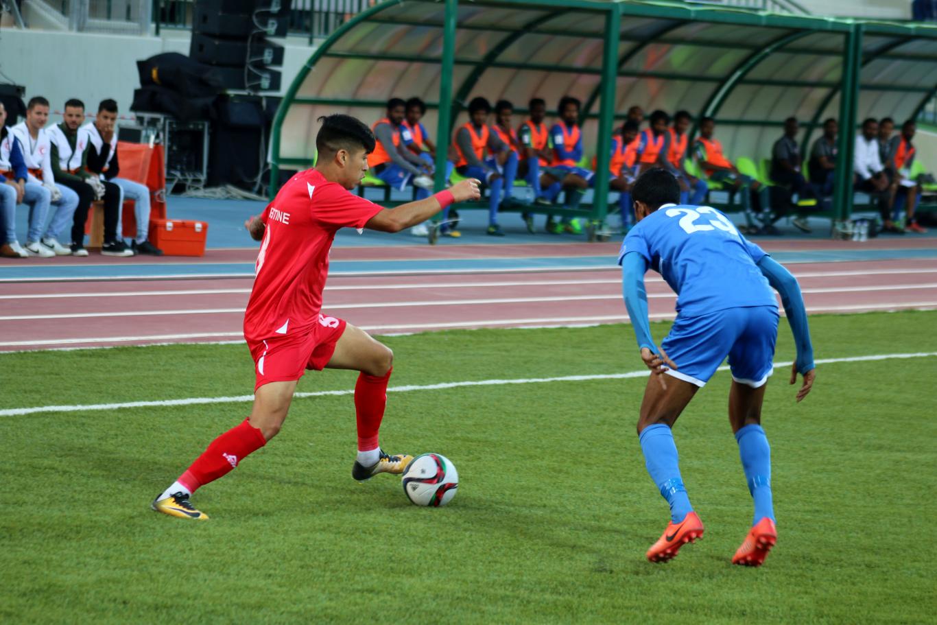 مباراة المنتخب الوطني الفلسطيني والمنتخب المالديفي على ستاد الجامعة العربية الامريكية الدولي