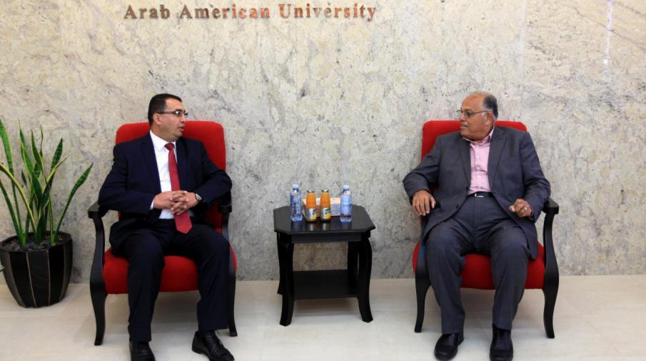 University President Prof. Dr. Ali Zeidan Abu Zuhri hosted the Senior Advisor at the State of Palestine Embassy in Washington-USA Dr. Omar Al Faqih