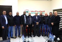 The University President welcoming Social Youth Center of Jenin Camp delegation