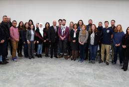 Dr. Sa’eb Iriqat lectures in an academic meeting for Conflict Resolution students in AAUP and Conflict Analyzing and Resolution from George Mason University