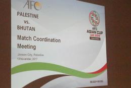 SHOTS FROM THE TECHNICAL CONFERENCE FOR THE MATCH BETWEEN PALESTINE AND MALDIVES TEAMS