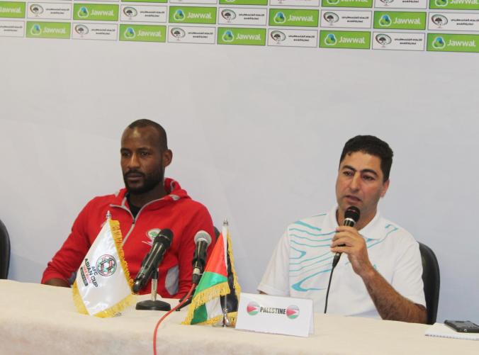 FOOTAGE FROM THE PRESS CONFERENCE FOR PALESTINE AND MALDIVES TEAMS COACHES