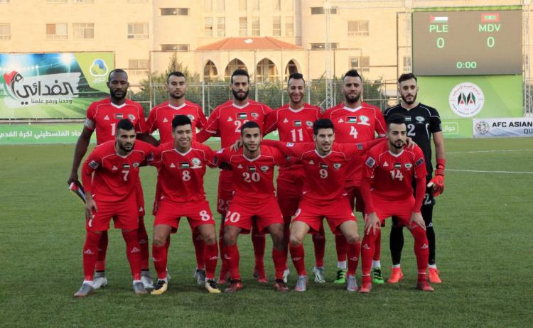 مباراة المنتخب الوطني الفلسطيني والمنتخب المالديفي على ستاد الجامعة العربية الامريكية الدولي