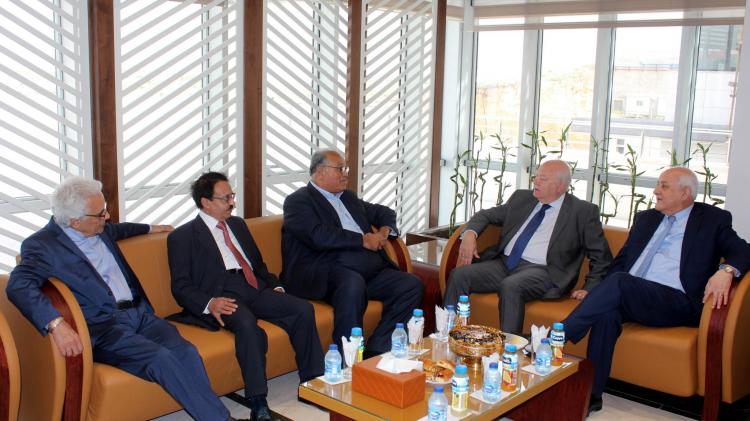 The Former Spanish Foreign Minister Moratinos and Palestine’s Ambassador in the UN Mansour